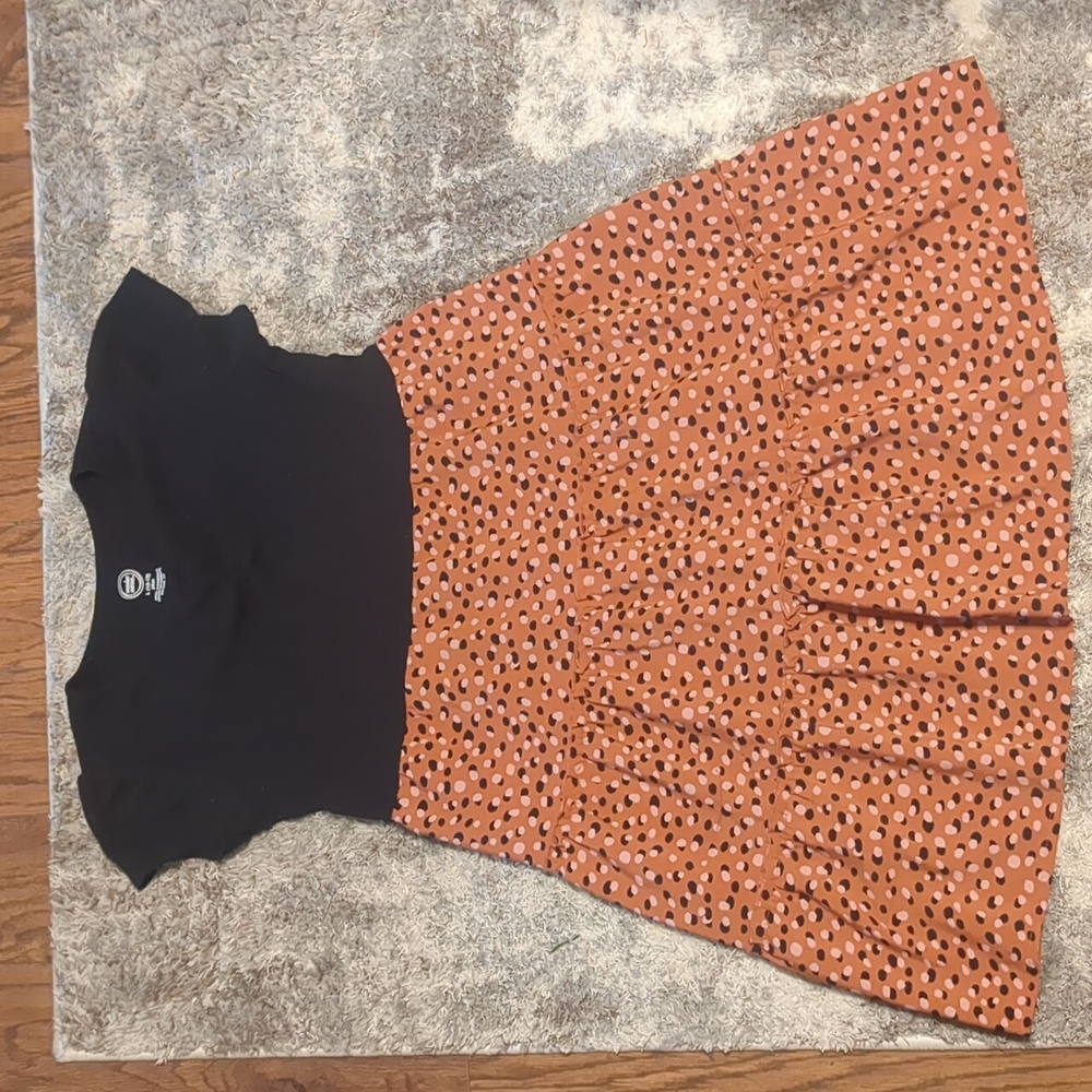 Wonder Nation Black and Orange Polka Dot Kids Dress